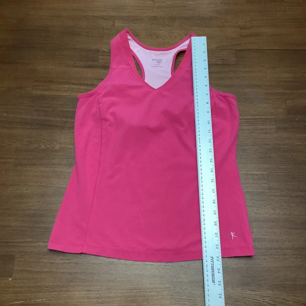 Danskin Now Womens Pink Racerback Tank Top Built-In Shelf Bra Large 12-14 Active